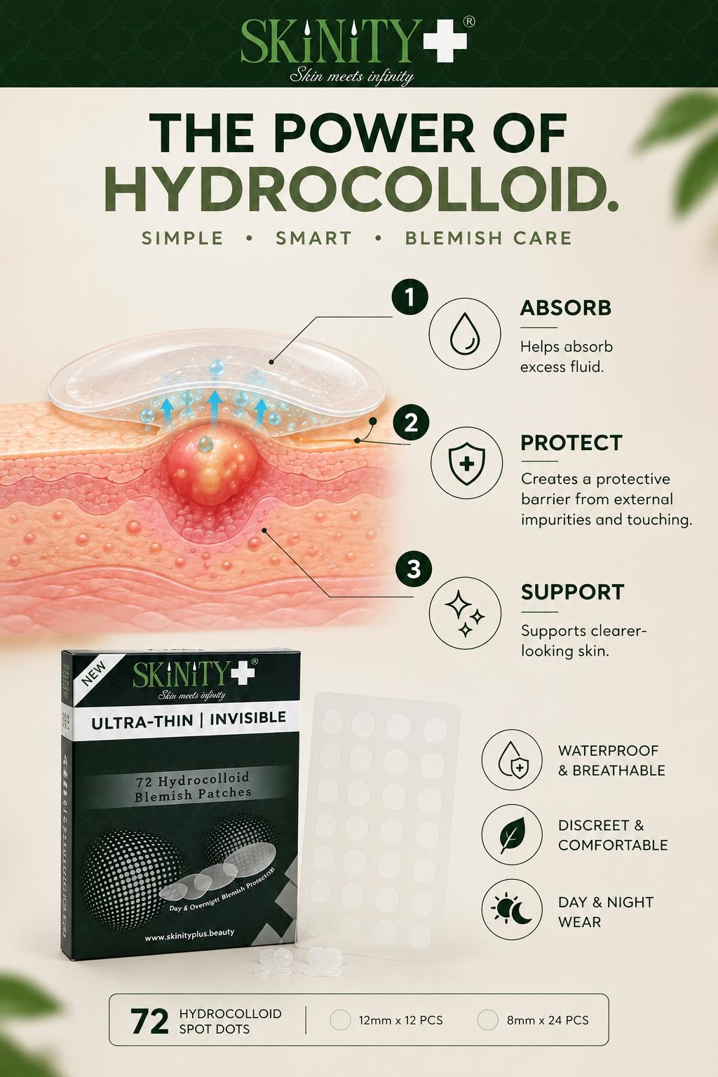 Skinity+ Silver Hydrocolloid Blemish Patch